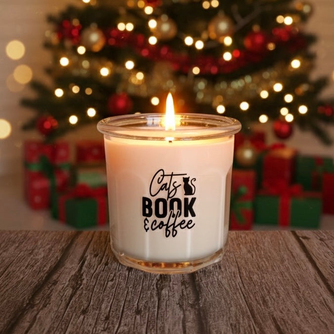Cats, Book & Coffee Candle